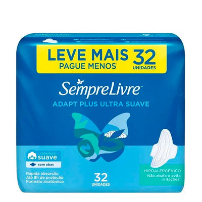 ABSORVENTE PLUS SUAVE C/ABAS 32UN SEMPRE LIVRE