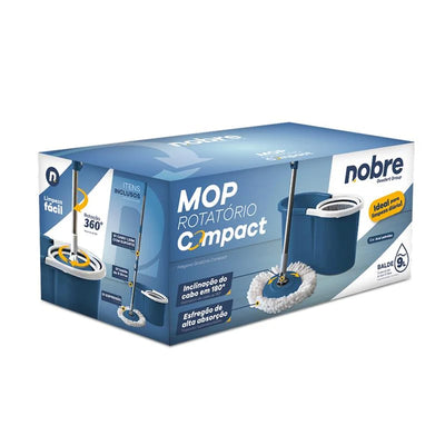CONJUNTO MOP  ROTATORIO COMPACT BALDE 9L C/CESTO PLASTICO E 1 REFISAZUL PETROLEO  NOBRE