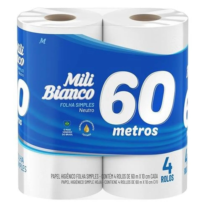 PAPEL HIG 60M F. SIMPLES MILI 4 RLS
