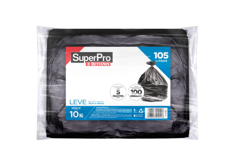 SACO LIXO 105L PRETO LEVE ALMOFADA C/100 SUPER PRO