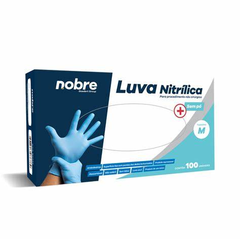 LUVA NITRILICA S/PO P/ PROCED. NAO CIRURGICO C/100UNID. (NAO ESTERIL) "P" AZUL LNSPNC CA 47444 -NOBRE