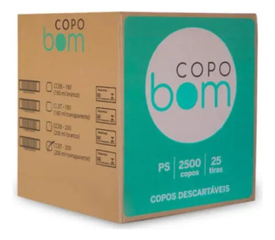 COPO DESCARTAVEL PS CX/2500 200ML COPOBOM