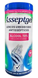 LENCO UMEDECIDO ALCOOL 70 19X18CM 40UN ASSEPTGEL