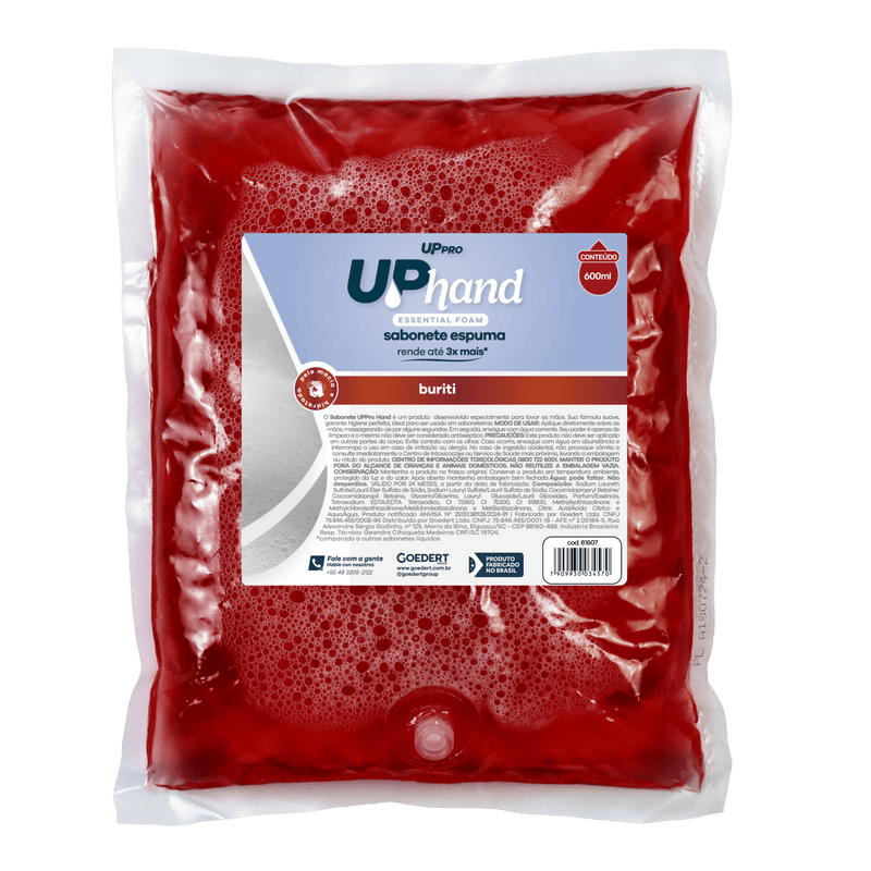 SABONETE ESPUMA REFIL BAG (S/ VALVULA) BURITI UP HAND ESSENTIAL UPPRO 600ML