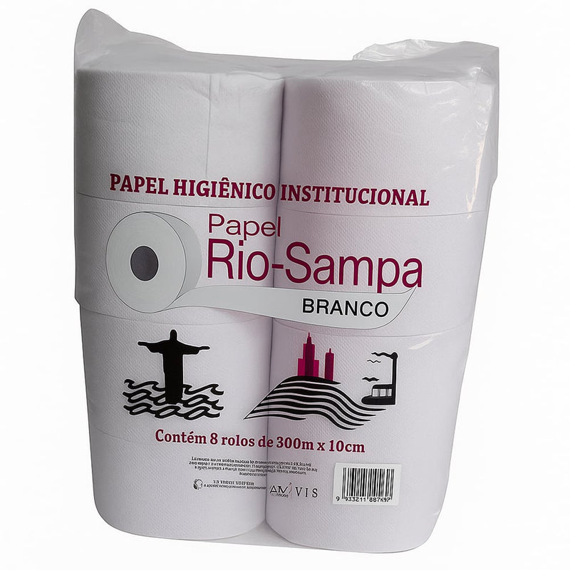 PAPEL HIG ROLAO BRANCO 300M C/8 RIO SAMPA
