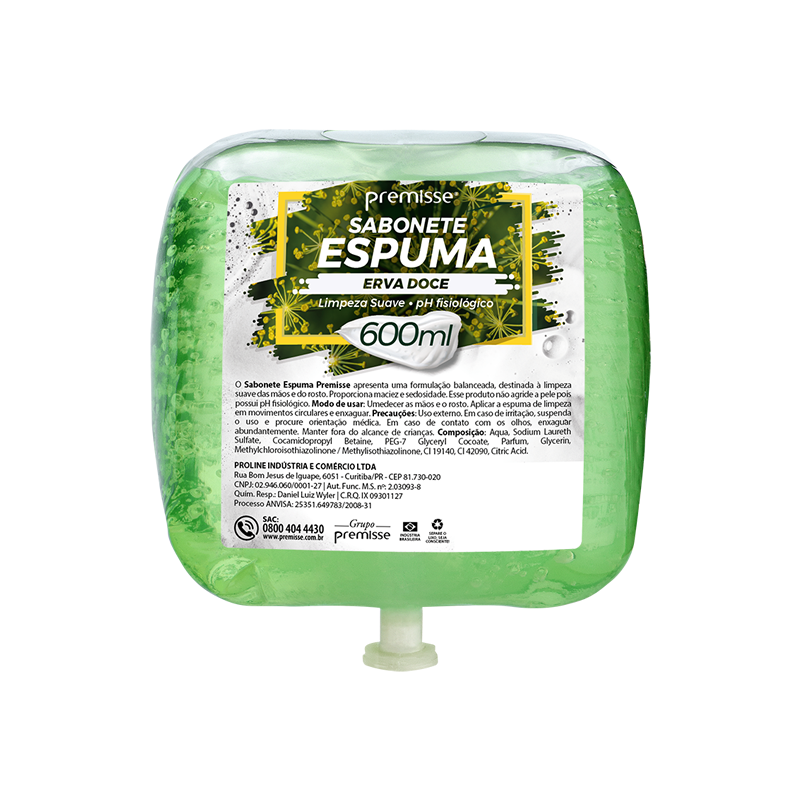 SAB ESPUMA REFIL BAG 600ML (S/ VALVULA USAR COD 40296) ERVA DOCE UP HAND ESSENTIAL - UPPRO